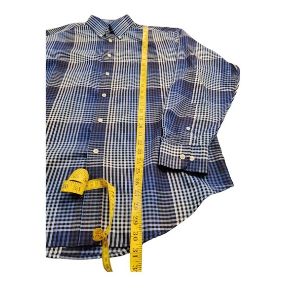 Roundtree & Yorke Mens Shirt Size Large Plaid Button down Long Sleeve Blue - Picture 10 of 11